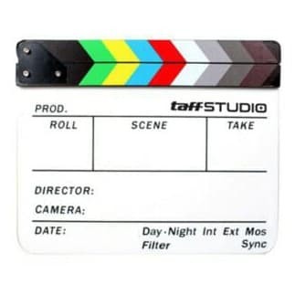 Foto Produk Profesional Clapper Board Colorfull Acrylic White Cutting Film Cut dari zona camera