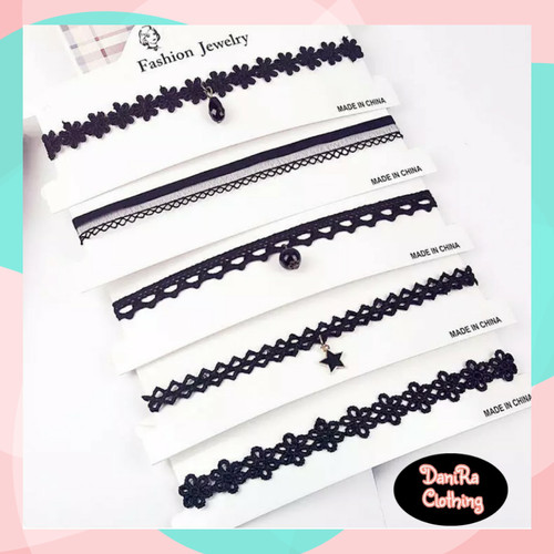 Foto Produk Kalung Choker Renda Motif Set 5 Pcs dari Danira Clothing