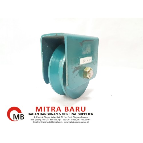 Jual RODA  PINTU  PAGAR BESI GESER REL SIKU SEGITIGA 8 CM 