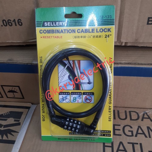 Foto Produk KUNCI SEPEDA RANTAI SEPEDA KUNCI HELM KODE CABLE LOCK SELLERY 22-123 dari karyaelectric