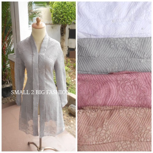 Foto Produk atasan kebaya tunik brukat muslim / kebaya brokat abu putih pink moca dari Small 2 Big Fashion