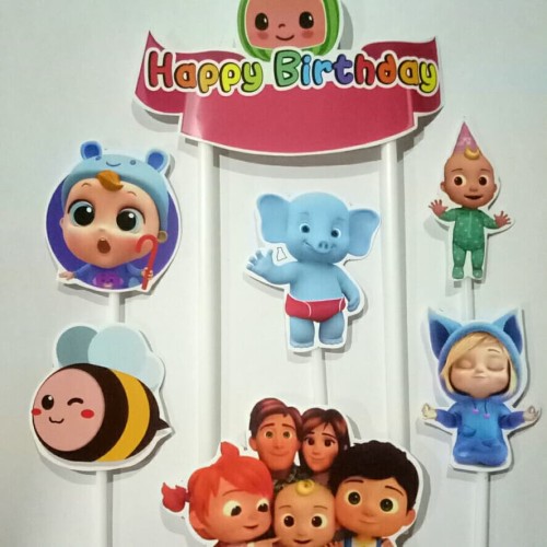 Foto Produk topper tusukan hiasan kue cake ulang tahun birthday karakter cocomelon dari reanolshoop