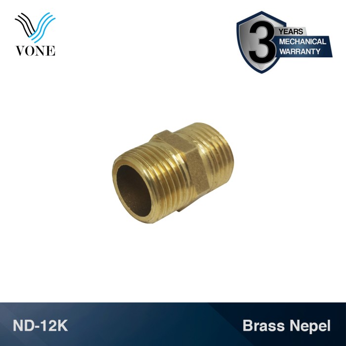 Foto Produk VONE ND-12K Nepel Double 1/2" M x 1/2" M Sok Keran Kuningan dari Vone Sanitary Indonesia