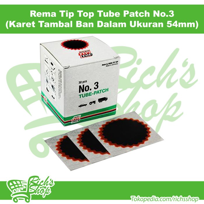 Jual Karet Tambal Rema Tip Top Ban Dalam No 3 Ukuran 54mm Isi 30Pcs