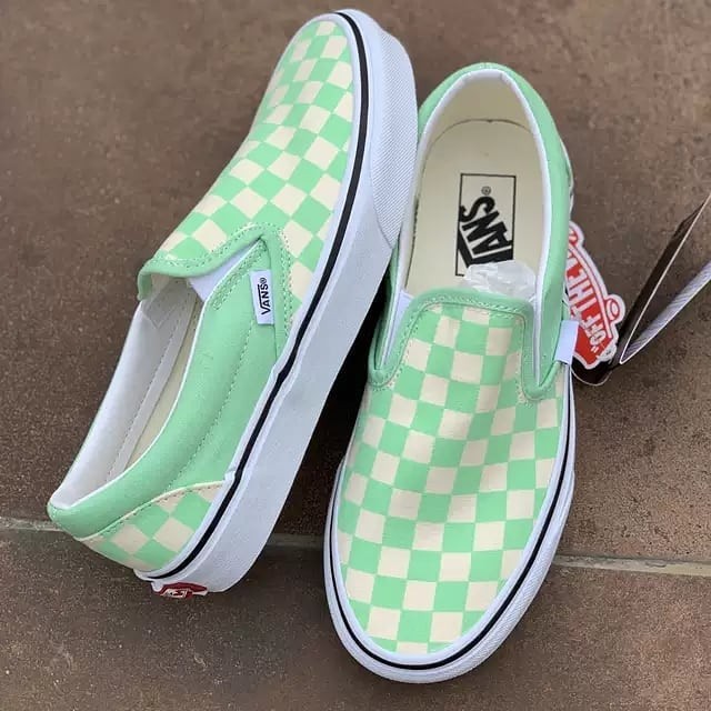 green ash checkerboard vans