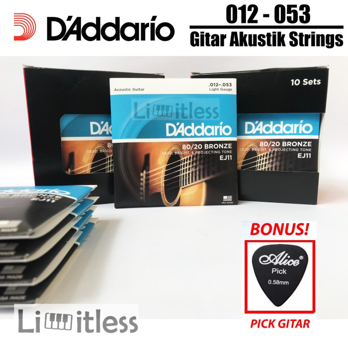 Foto Produk Daddario EJ11 80/20 Bronze Senar Gitar Akustik String 12-53 Original dari Limit-less Store