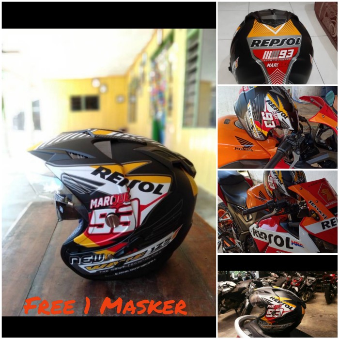 Jual Helmet Double Visor Helem Repsol Hitam setara KYT INK GM WTO NHK