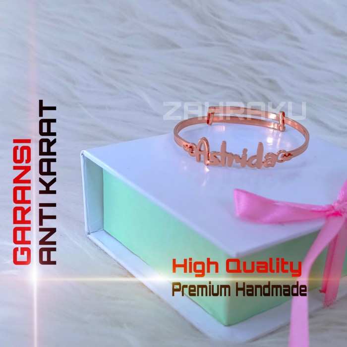Foto Produk Gelang Nama Anak Custom anti karat aksesoris fashion wanita kado unik - Silver dari toko zahraku