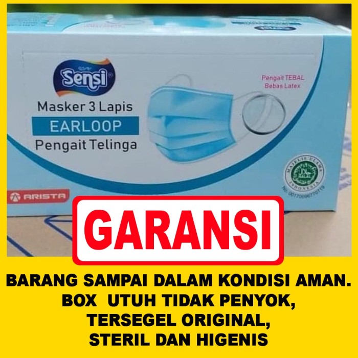 Foto Produk masker sensi earloop 3py 3 ply medis surgical mask original MURAH dari pusatoribeautycare