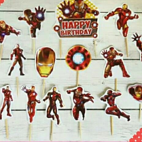 Foto Produk topper cake hiasan kue ulang tahun karakter iron man dari recht shop