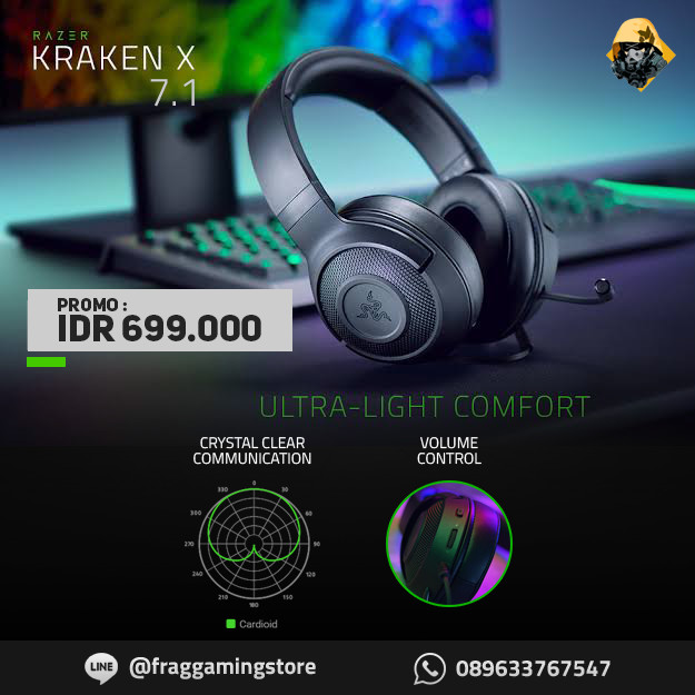 Foto Produk Razer Kraken X Multi Platform Ultralight 7.1 Surround Gaming Headset dari FRAG GAMING STORE