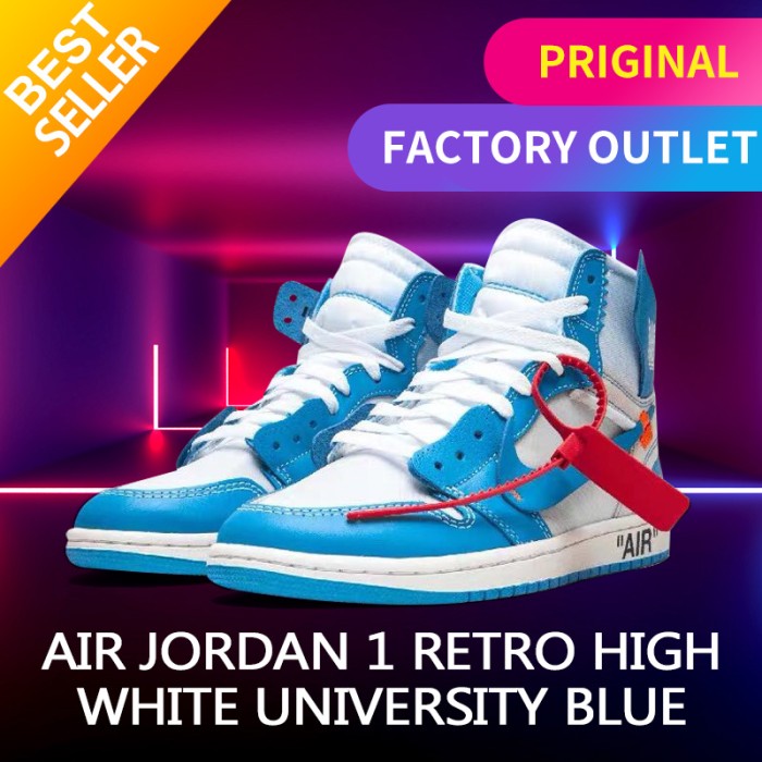 Foto Produk NIKE AIR JORDAN 1 OFF WHITE BLUE UNC original sneakers - 41 dari Mega Sneakers