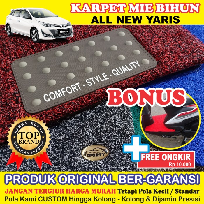 Foto Produk Karpet Mobil Mie Bihun ALL NEW YARIS Non Bagasi - Bahan 1 Warna dari KARPET MOBIL SPORTY