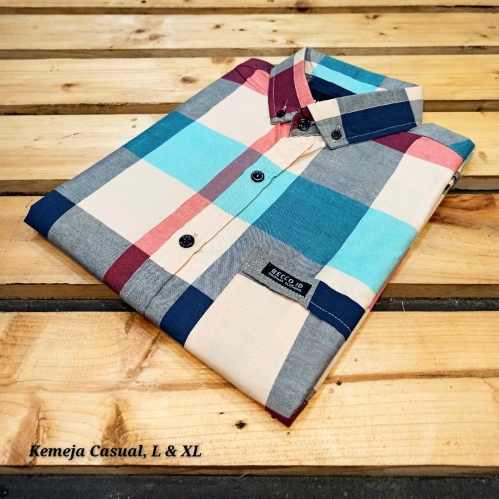 Foto Produk kemeja casual pria lengan pendek/motif kotak. - L dari D'winstore