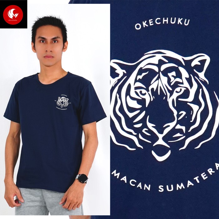 Foto Produk Okechuku Kaos Pria TShirt Pria Print MACAN SUMATERA Indonesia Shirts - Navy dari Okechuku