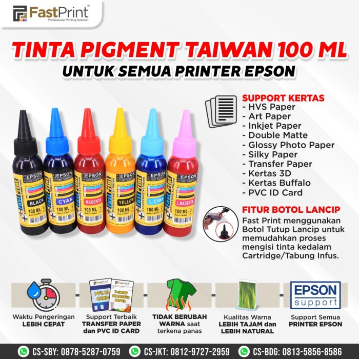 Foto Produk Tinta Pigment Tahan Panas Khusus Transfer Paper Black 100 ML dari Fast Print Jakarta
