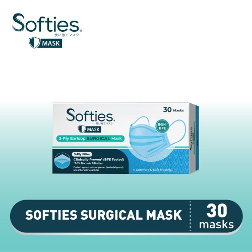 Foto Produk Softies Surgical Mask Earloop 3 ply Masker Medis 50 pcs - 1 Box isi 30 dari Bag on Style