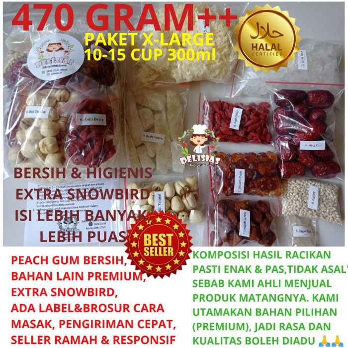Foto Produk Peach Gum Dessert Lengkap Isi Komplit dan Banyak 430g dari delisias