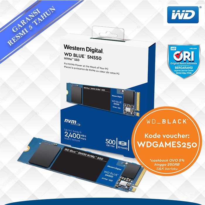 Foto Produk Promo SSD WD Blue 500GB SN550 M.2 NVMe dari WD Official Store