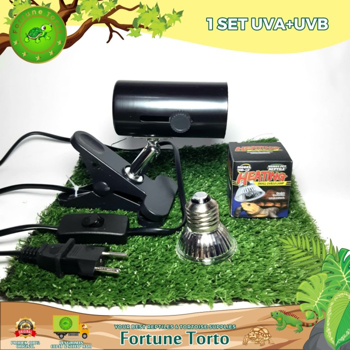 Foto Produk 1 set UVA+UVB+Lampu penghangat sulcata iguana kucing-Fiting Keramik dari Fortune Torto