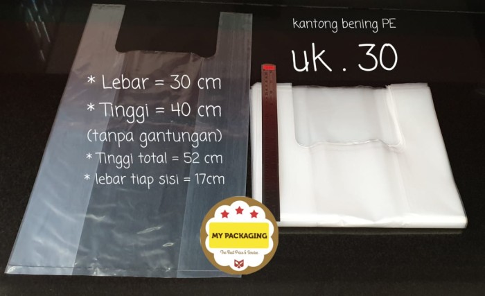 Foto Produk Kantong plastik BENING ukuran 30cm - 500Gr/pack isi 30pcs - dari My Packaging