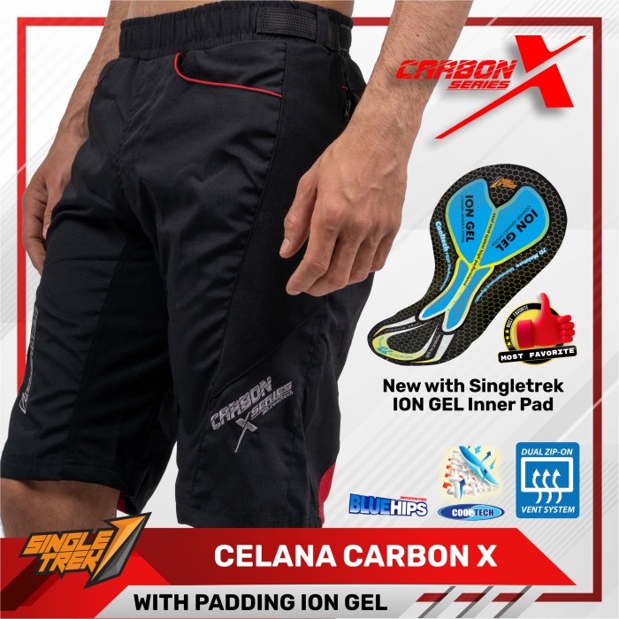Celana Sepeda STR CARBON X2 | Size L | Dengan padding 3D cooltech