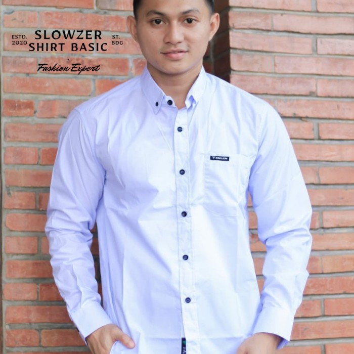 Foto Produk kemeja polos pria lengan panjang katun premium - Putih, M dari slowzer daily wear