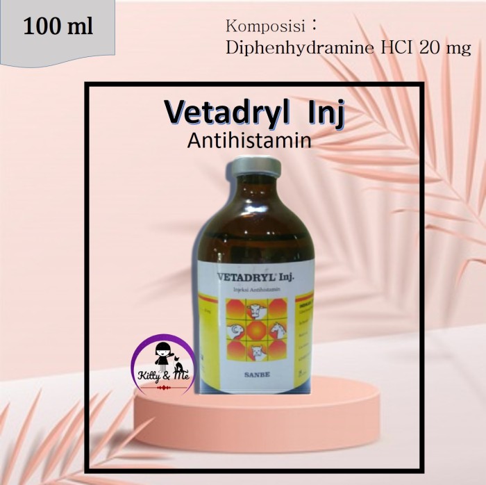 Foto Produk VETADRYL INJEKSI - DIPHENHYDRAMINE 100 ML OBAT ANTI ALERGI dari KITTY & ME