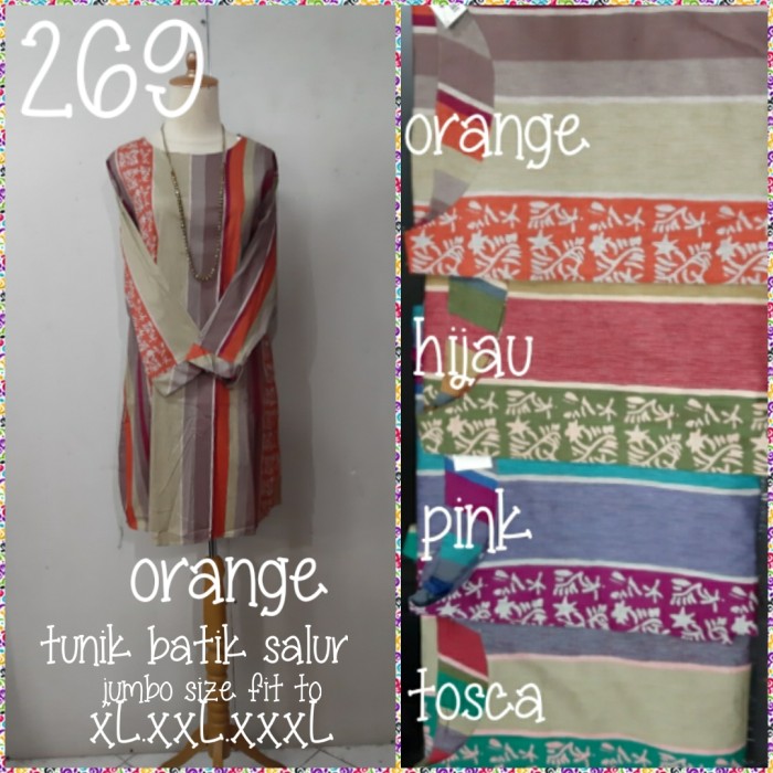 Foto Produk Tunik salur katun batik strech Ld :114cm (bisa melar-120cm) jumbo dari Winnie Collection