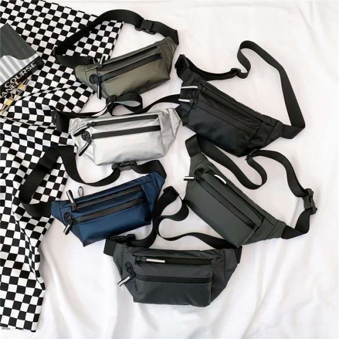 Foto Produk Tas Selempang Pria Tas Pria Waistbag Distro Trendy Serbaguna HITAM - Hitam dari Leather Concept