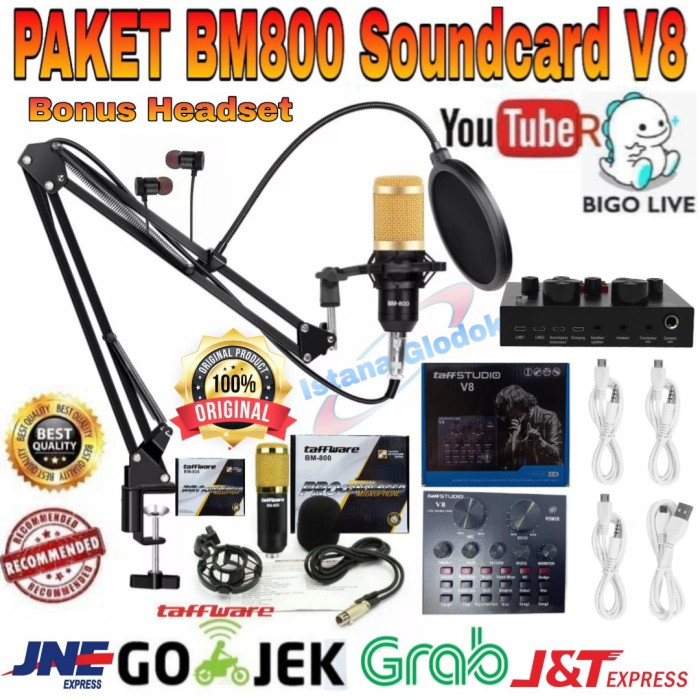 Foto Produk Paket Mic Home Rechording BM800 Soundcard Mixer V8 Condenser Terbaik dari Istana Glodok