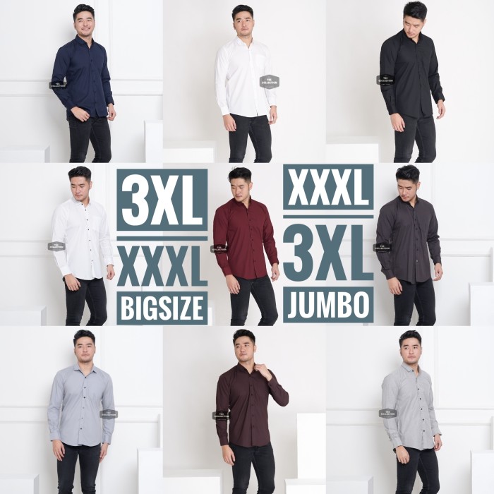 Foto Produk Baju Kemeja Polos Pria Big Size XXXL 3XL Triple XL Aneka Warna Jumbo - Hitam, XXXL dari TBS Shop