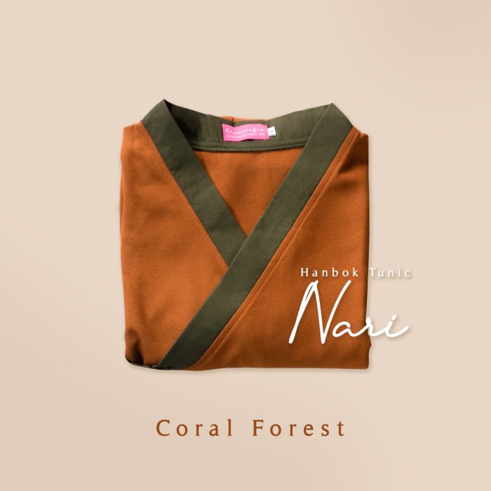 Foto Produk Hanbok Nari Tunic / Tunik / Mididress - Coral Forest, S-M dari sheenofficial