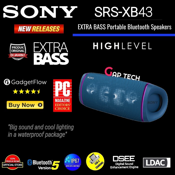 Jual Sony SRS XB43 / SRS XB 43 EXTRA BASS Portable Bluetooth Speaker ...