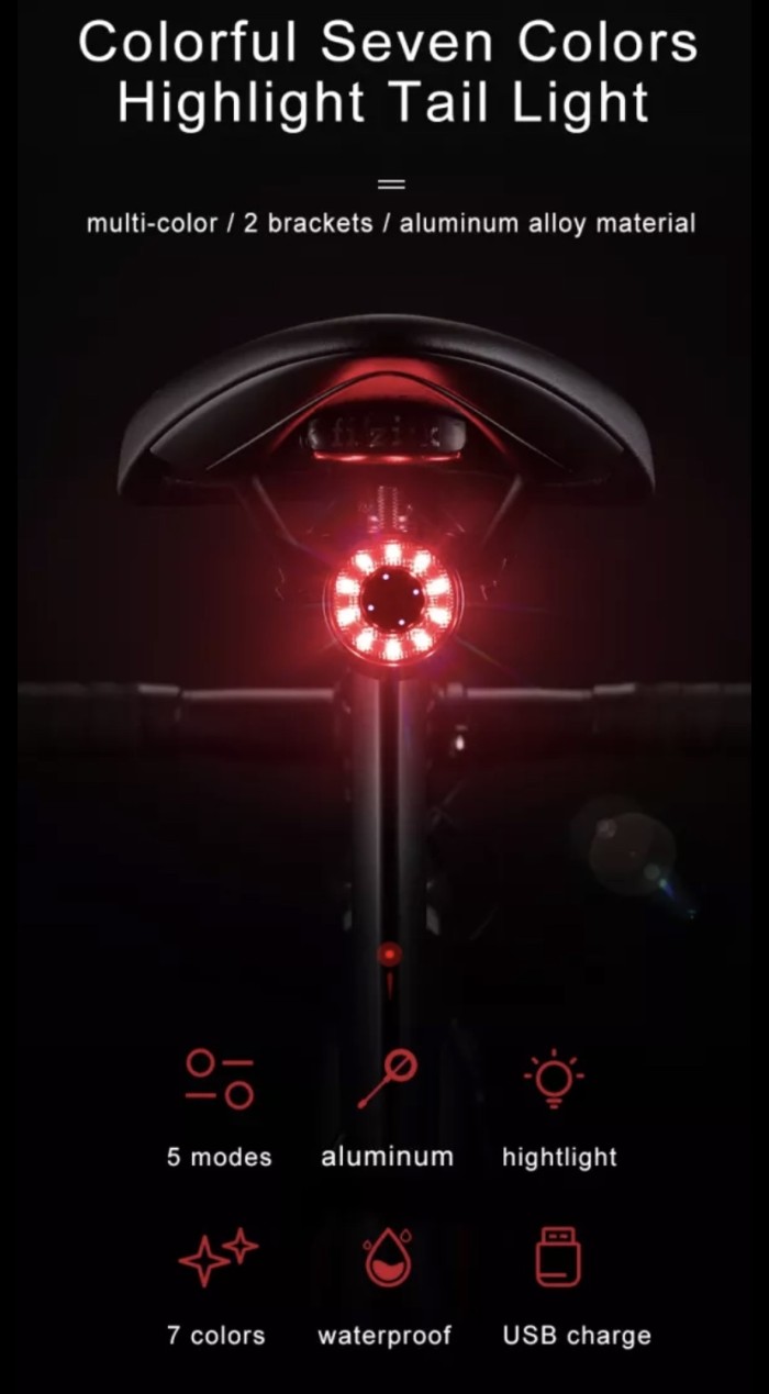 Foto Produk Ready stock! Lampu Sepeda Original Rockbros Q1 New Model 5 mds 7 color dari Rockbros Jakarta & Bekasi