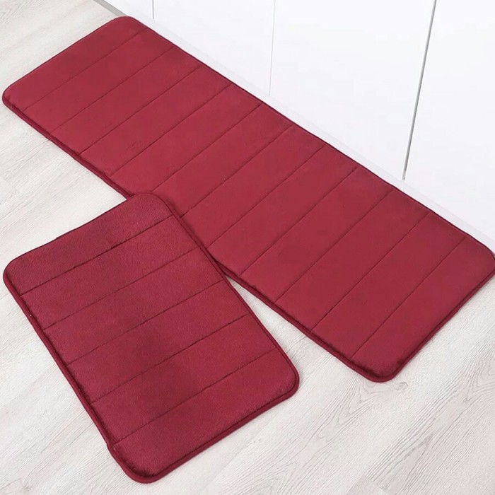 Foto Produk Memory Foam Mat SET Keset Kaki Rumah Dapur Pintu Kamar Anti Selip - Red dari Le Carre