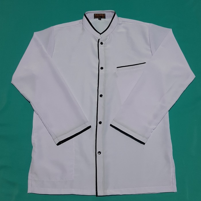 Foto Produk baju koko list kancing - Putih, M dari maedina colection