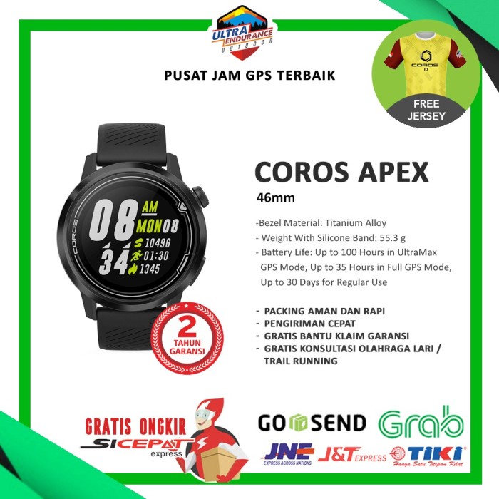 Jual MULTISPORT TERBAIK ULTRA ENDURANCE JAM TANGAN COROS APEX 46MM BLACK Kota Tangerang