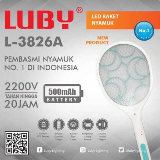 Foto Produk Raket Nyamuk luby 3826a LED dari Tokotrik
