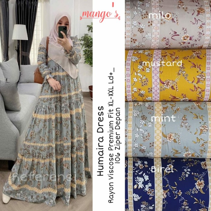 Foto Produk HUMAIRA DRESS RAYON VISCOSE LD 105CM dari Batik MasTri Solo