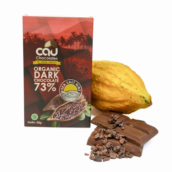 Organik Dark Chocolate 73 % Sea Salt Nibs – 50 gr Cau Chocolates
