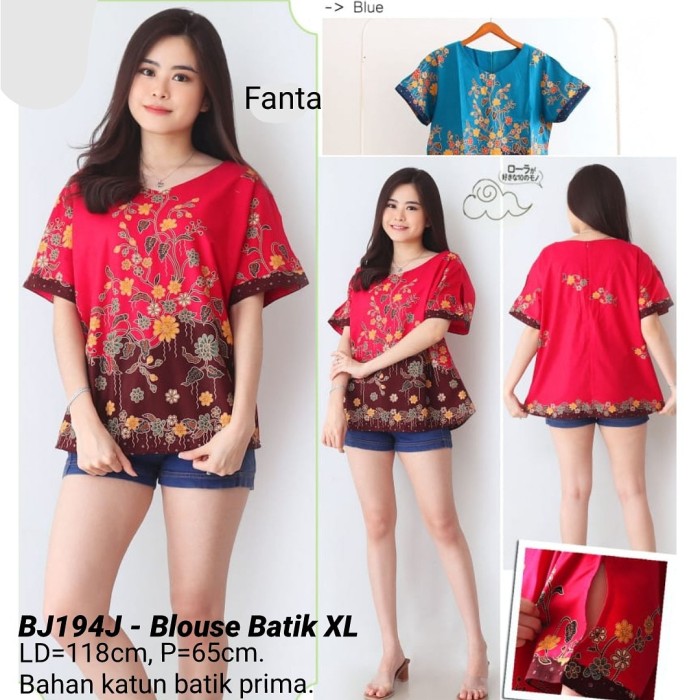 Foto Produk BIGSIZE BLOUSE BATIK WANITA MODERN XXL ATASAN CEWEK JUMBO BAJU KANTOR - Fanta dari Ace Sakura Fashion
