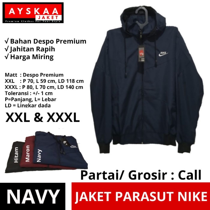 Foto Produk Jaket parasut nike navy pria wanita XXL - NAVY, XXL dari Ayskaa Jaket