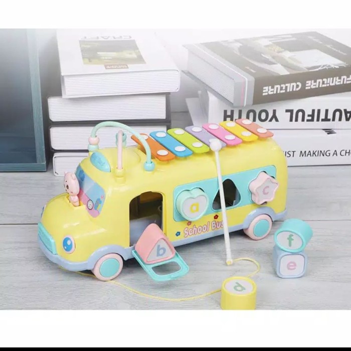 Foto Produk Mainan edukasi 3in1 Bus Xylophone puzzle - Kuning dari AUTO KID II