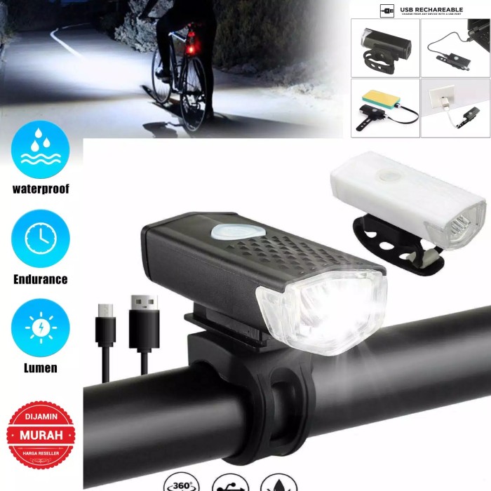 Foto Produk lampu depan sepeda rechargeable led usb murah dari JooShop