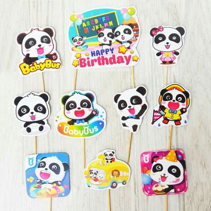Foto Produk satu set topper cake hiasan kue ulang tahun karakter baby bus dari recht shop