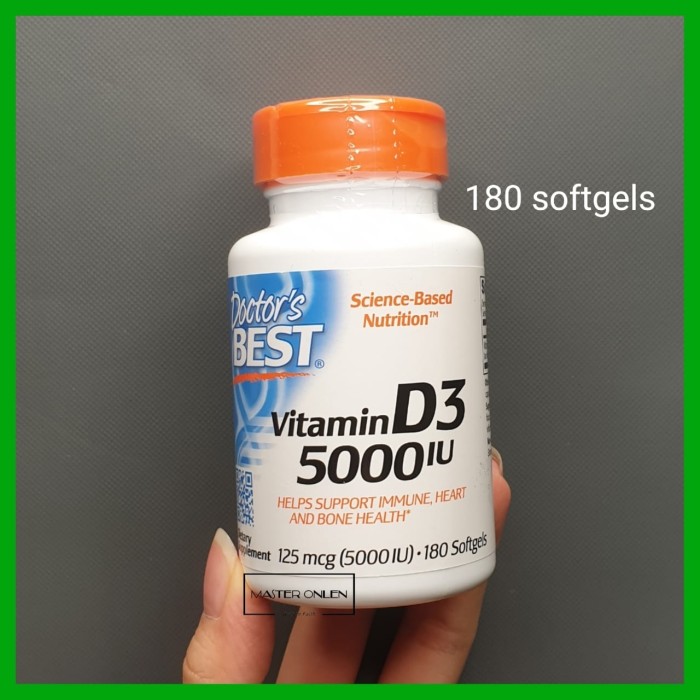 Jual Doctor Best Vitamin D3 5000iu 180 softgel Vit D 3 5000 iu bukan ...