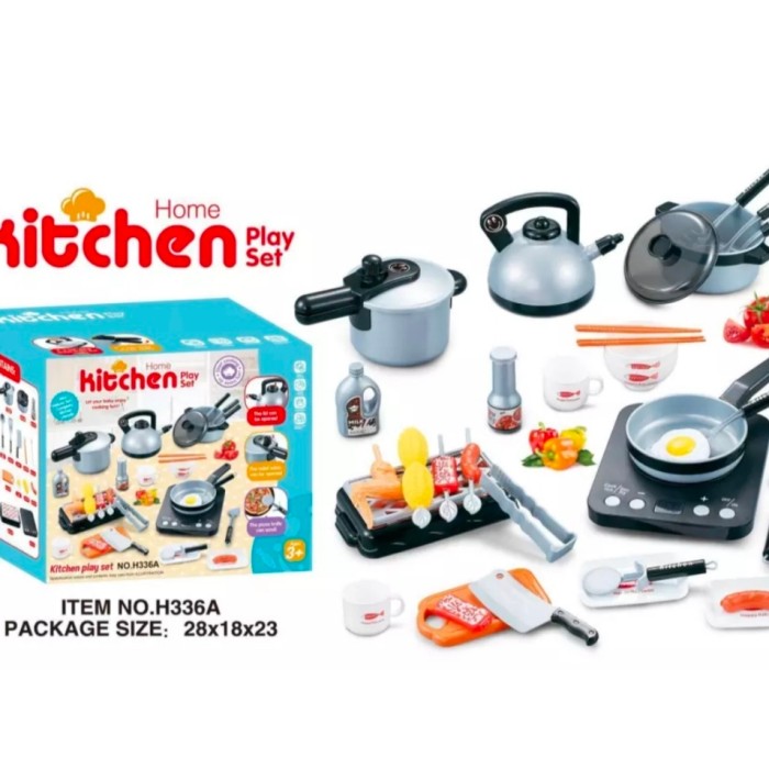 Foto Produk Mainan Anak Set Simulasi Alat Masak ~ HOME KITCHEN PLAY SET 36pcs - Silver dari lovely kayy