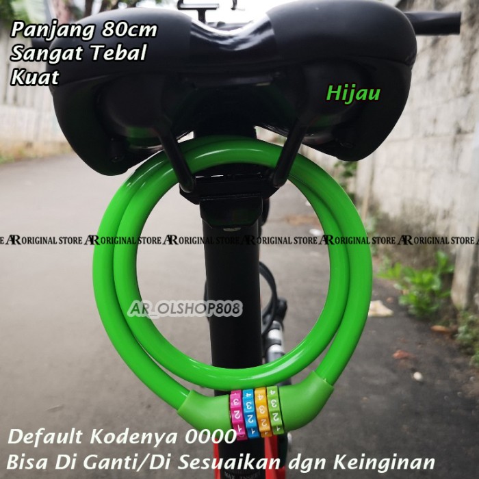 Foto Produk Gembok Sepeda Kunci Sepeda Gembok Rantai Kunci Sepeda Motor 4 Digit - Hijau dari ar_olshop808