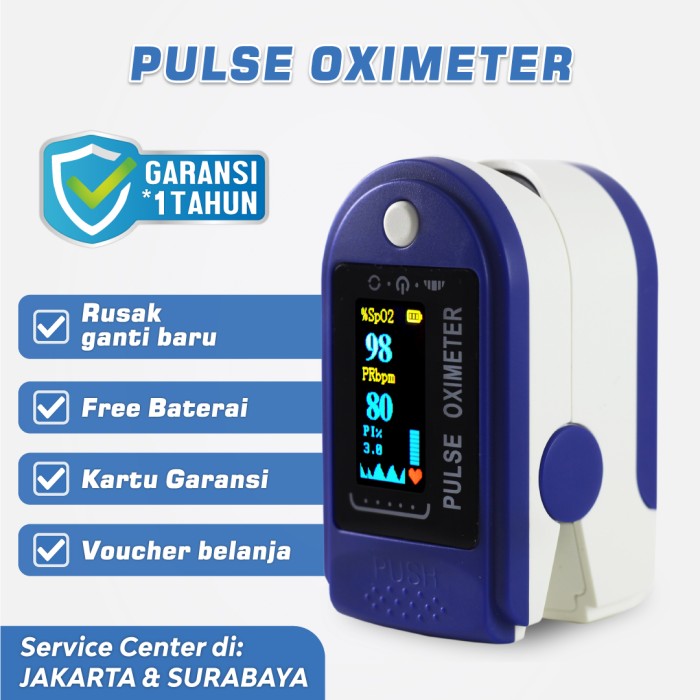 Foto Produk Oximeter Biru - Oxymeter Oksimeter Fingertip Pulse Oksigen Meter SpO2 - Hanya Oximeter dari Kogara
